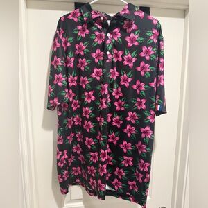 U Suck at Golf Men's golf Shirt with Pink Floral Print, dri fit material